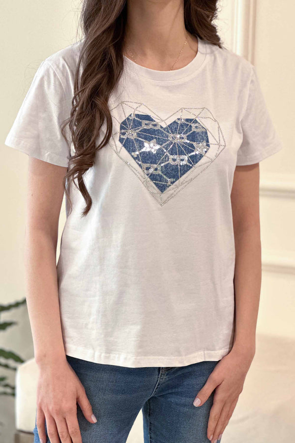Cotton T-shirt Diamond Heart