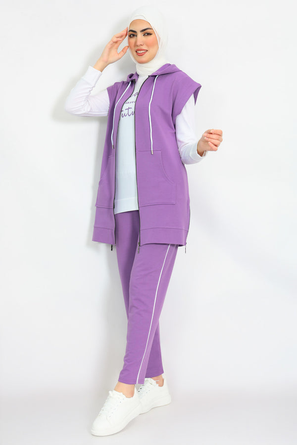 3-pcs Tracksuit with Zippers on Sides