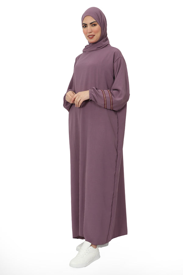Embroidered Prayer Abaya with Hijab 2line