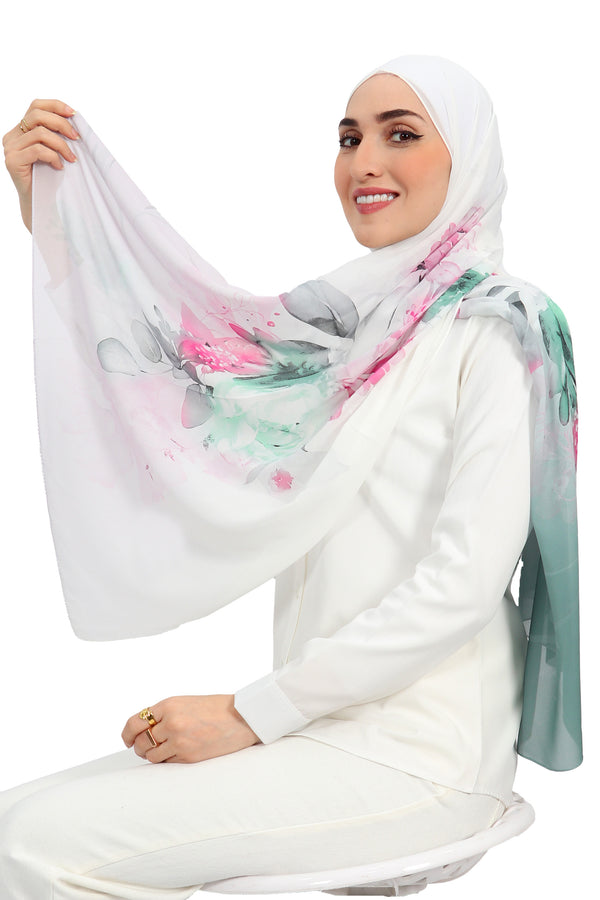 Flory Patterned Chiffon Hijab
