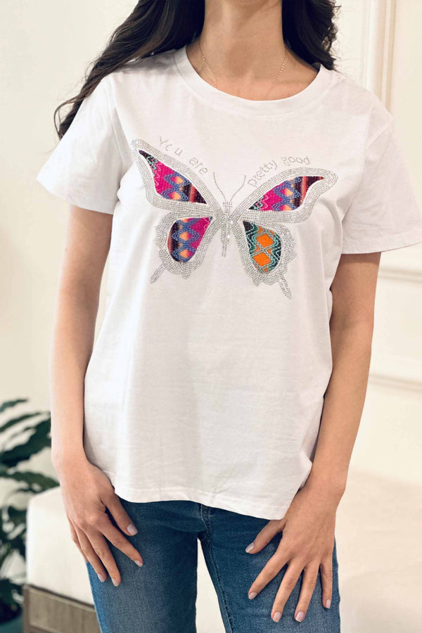 Cotton T-shirt Butterfly