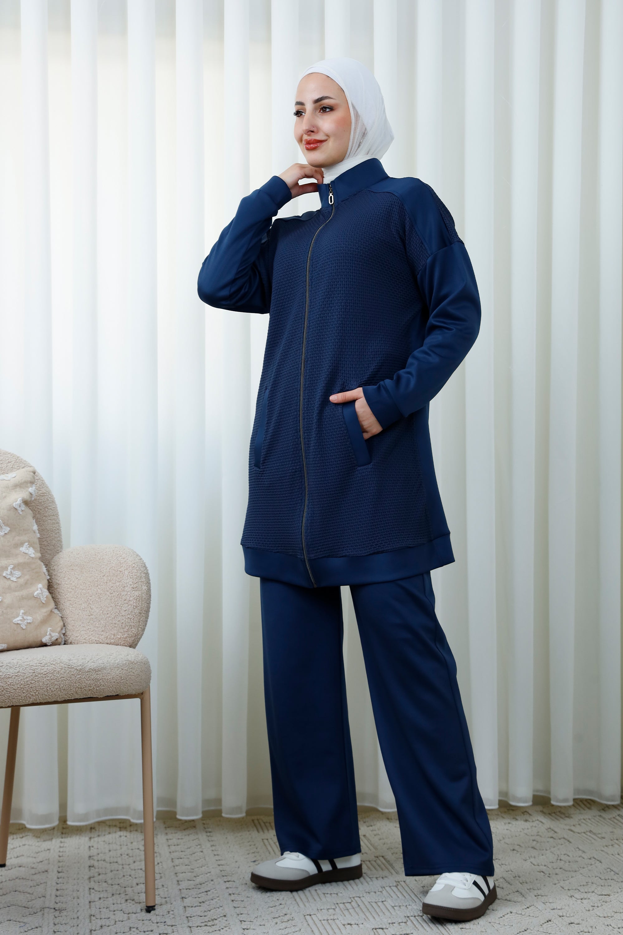 Textured Activewear Set | Modest 2-Piece Tracksuit | D&F MODA