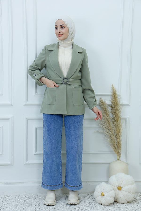 Women's Belted Long Blazer