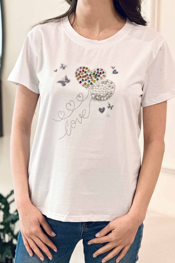 Cotton T-shirt Heart Balloon