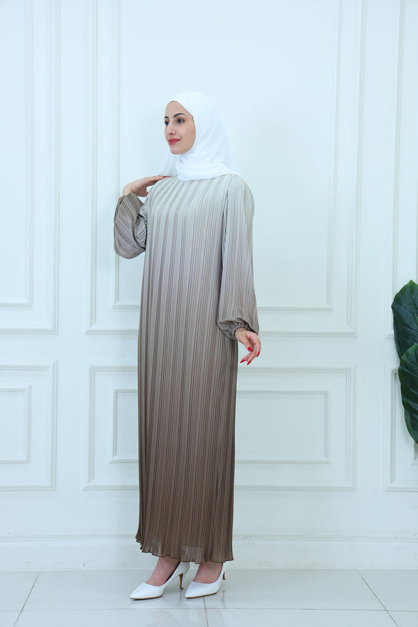 Faded Pleated Chiffon Maxi Dress