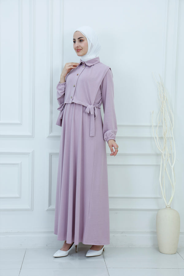 Two-Piece Cropped Collared Vest & Maxi Dress