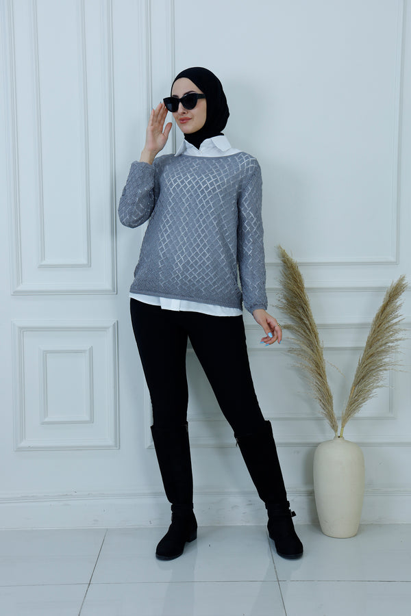 Lightweight Diamond Knit Pullover