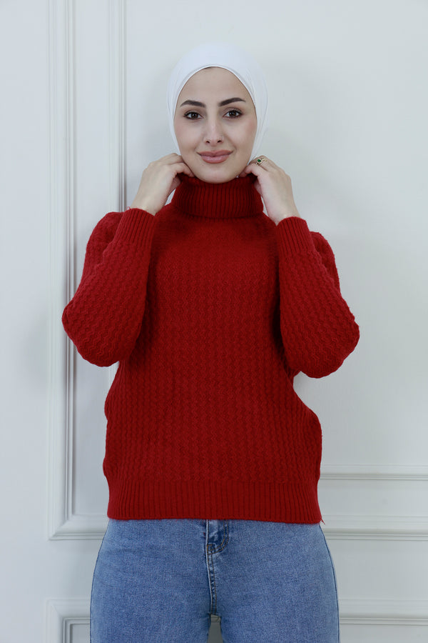 Women’s Textured Turtleneck Sweater – Soft Knit
