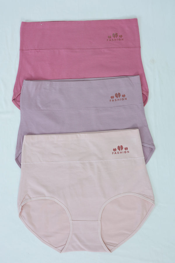 Women's High-Waisted Cotton Panty Set with Logo Print