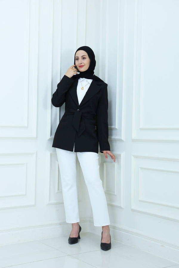 Elegant Waist-Tie Women's Blazer