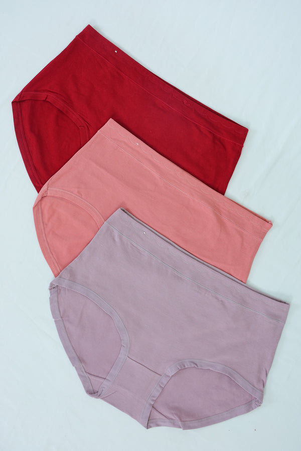 Women's High-Waisted Panty Set with Scallop-Stitch Waistband