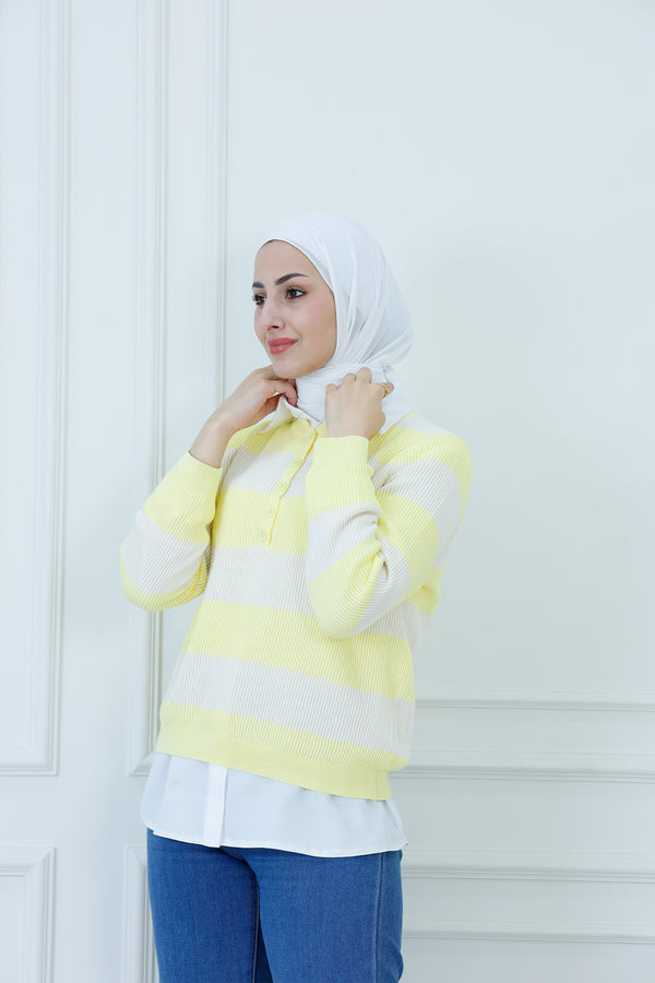 Chunky Stripe Knit Cropped Pullover Sweater