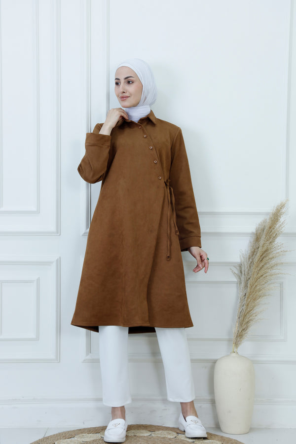 Button-Front Jacket with Adjustable Tie-Waist