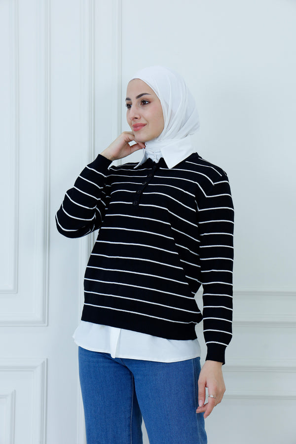 Striped Ribbed Knit Top