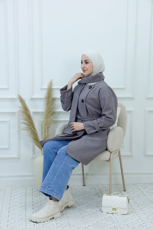 Women's Belted Jacket with Scarf