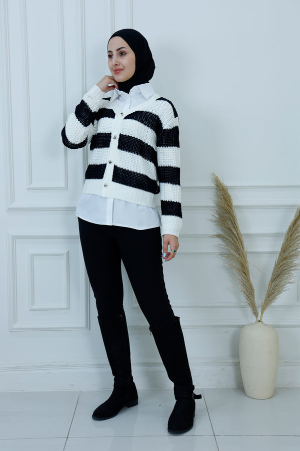 Bold Striped Knit Cardigan
