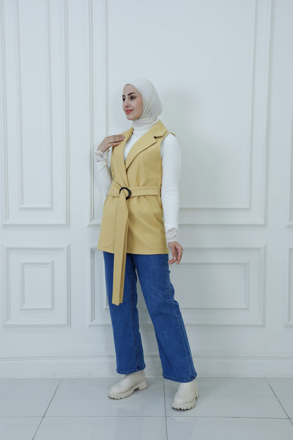 Classic Tailored Lapel Vest with O-Ring Belt