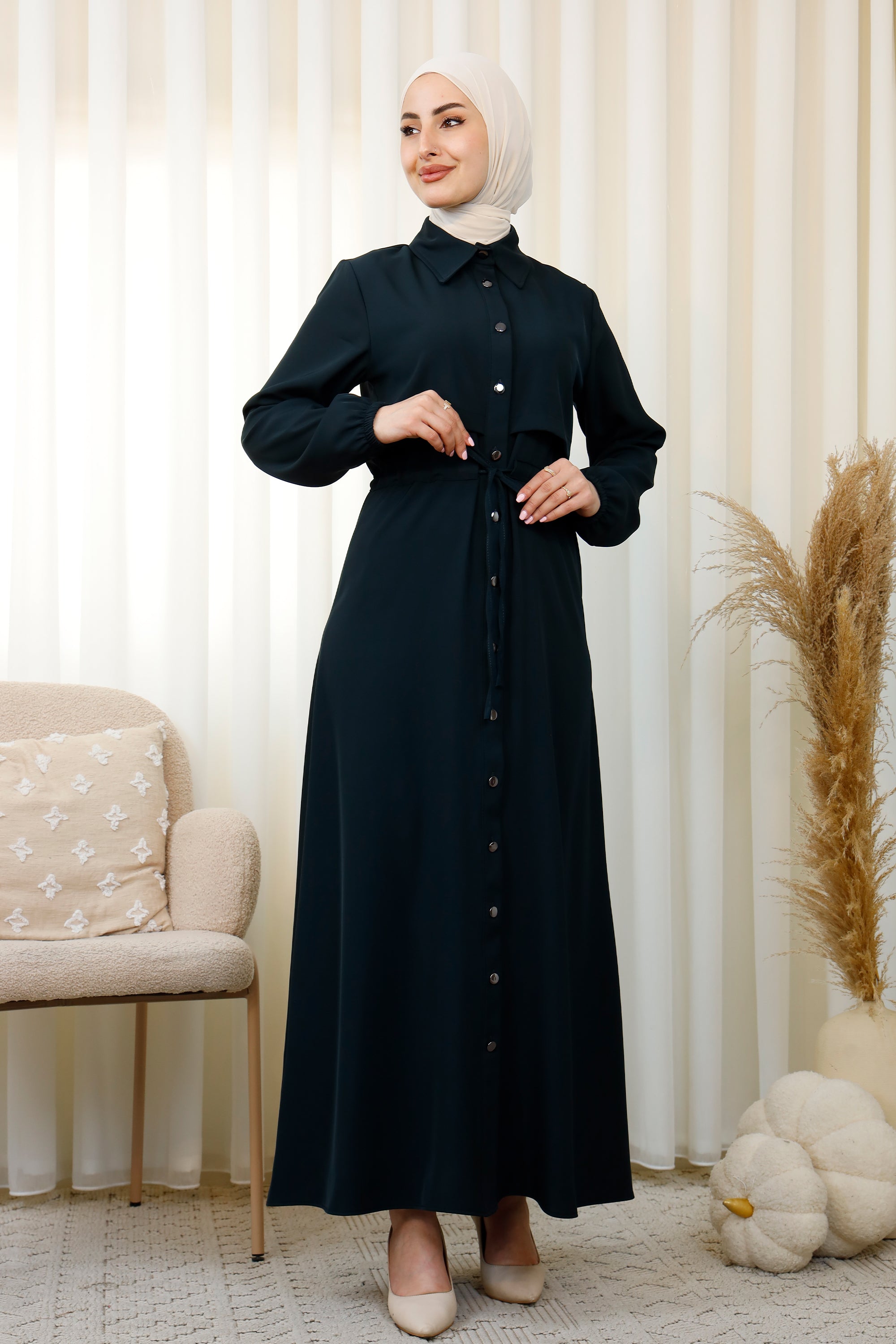 D&F Trench-Style Modest Shirt - Modest Summer Dress – D&F MODA