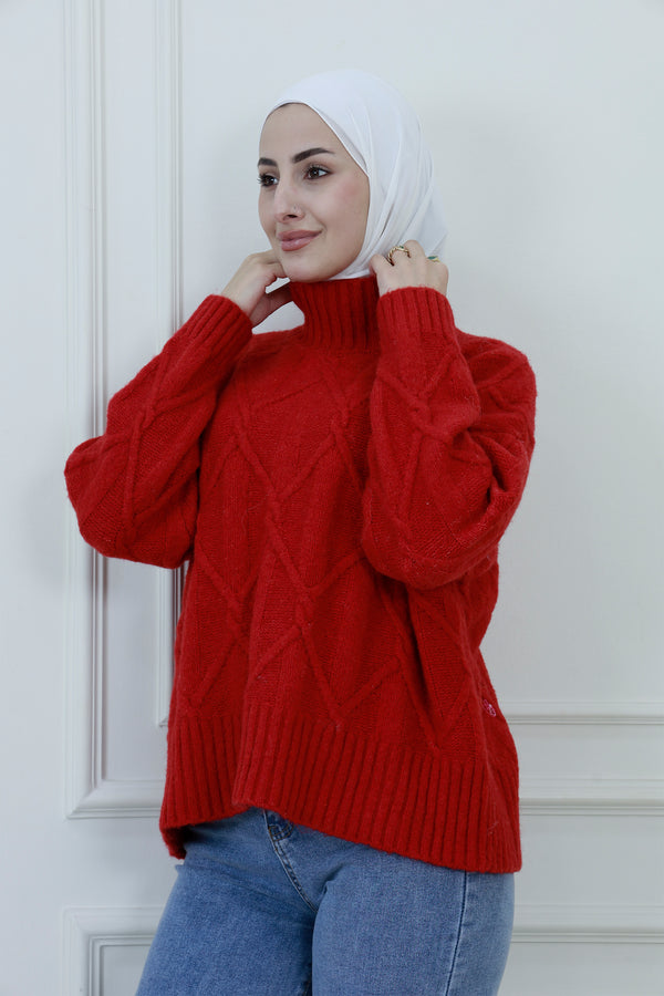 Women’s Textured Knit Sweater – Turtleneck Style