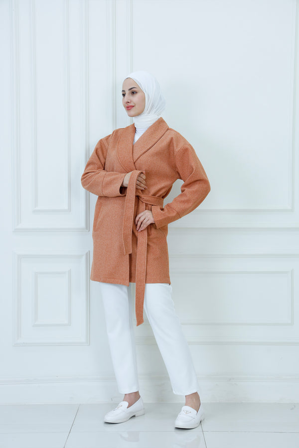 Textured Wrap Jacket with Belt