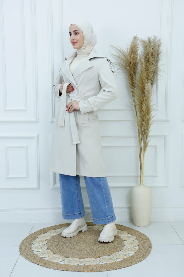 Elegant Belted Double-Breasted Trench Coat