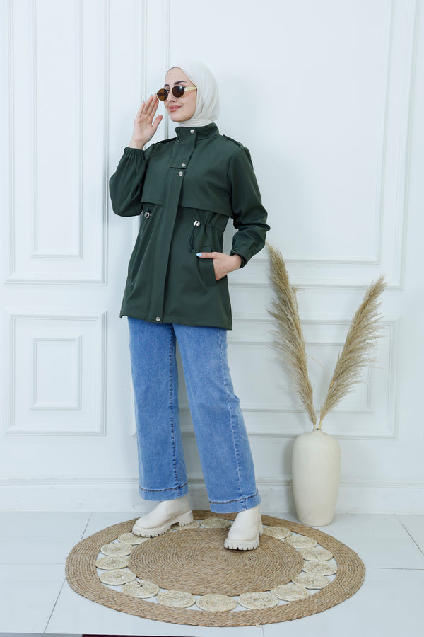 Modern Drawstring Waist Utility Jacket