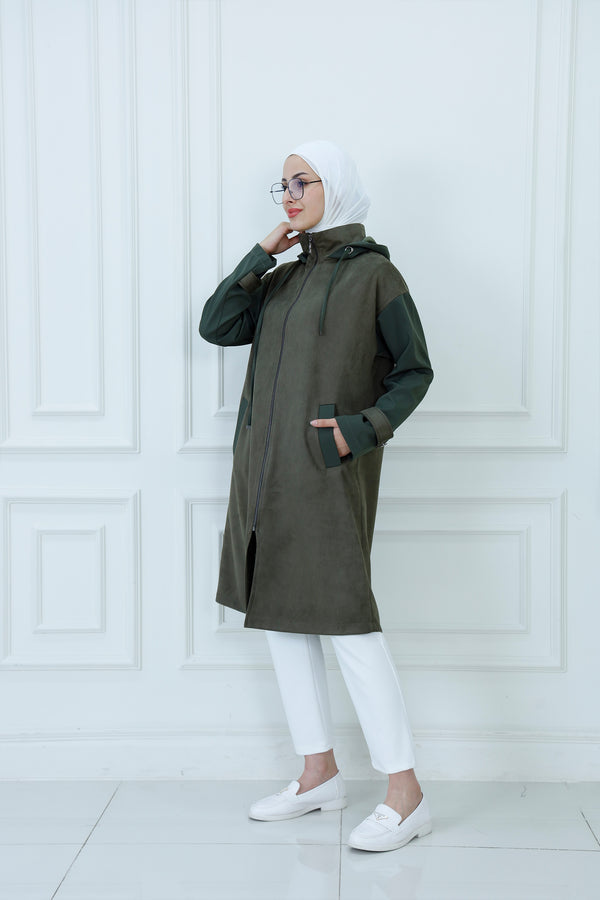 Two-Tone Chamois Hooded Jacket