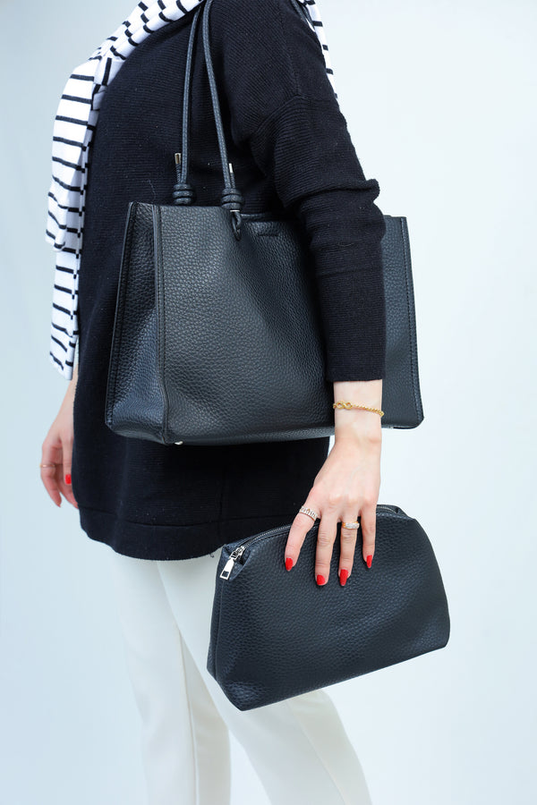 2-Pcs Leather Hand Bag