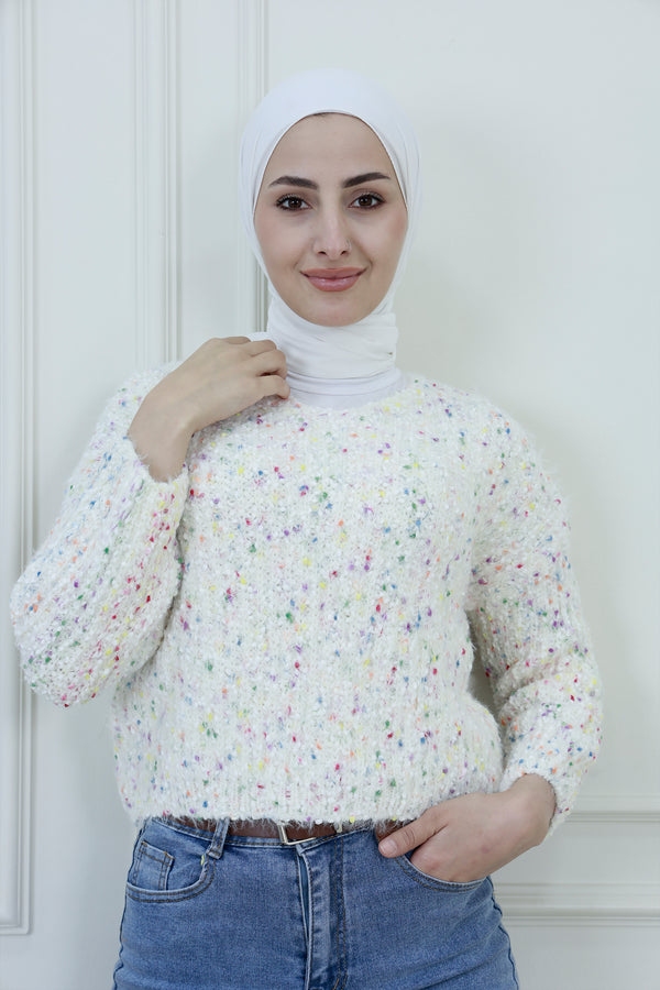 Women’s Speckled Knit Sweater – Round Neck