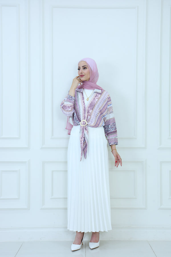 Mosaic Prints Tie-Front Blouse