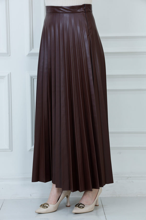 The Elevated Pleat Maxi Leather Skirt