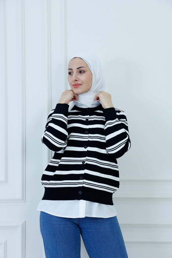 Multi Stripe Ribbed Knit Top