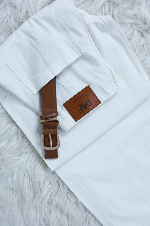 White Straight Fit Pants