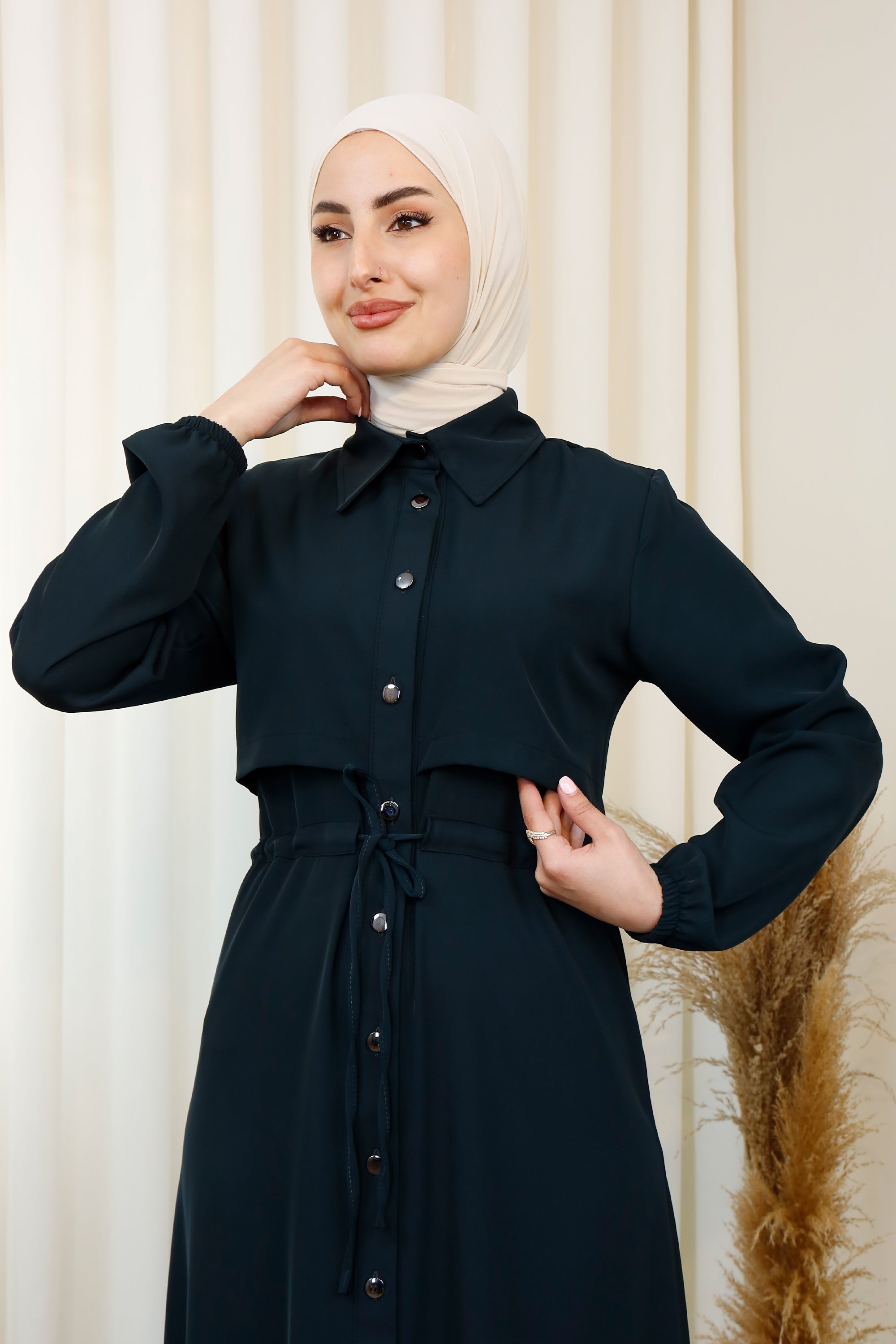 D&F Trench-Style Modest Shirt - Modest Summer Dress – D&F MODA