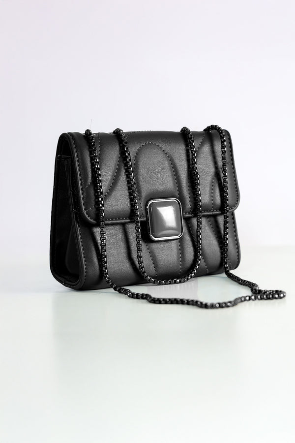 Elegant Hand Bag with Square Button