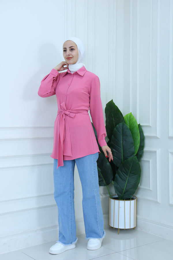 Belted Plain Shirt