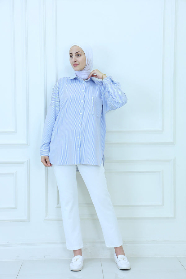 Boyfriend-Fit Stripped Shirt