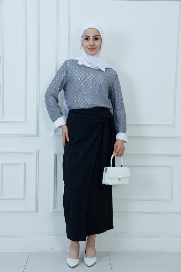 Elegant High-Waist Wrap-Style Skirt