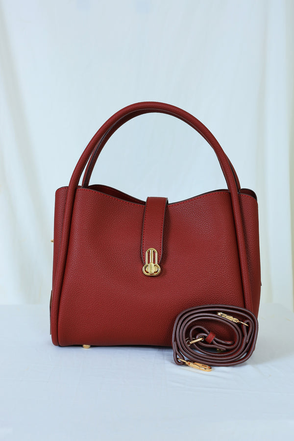 Structured Tote Handbag with Dual Handles and Strap