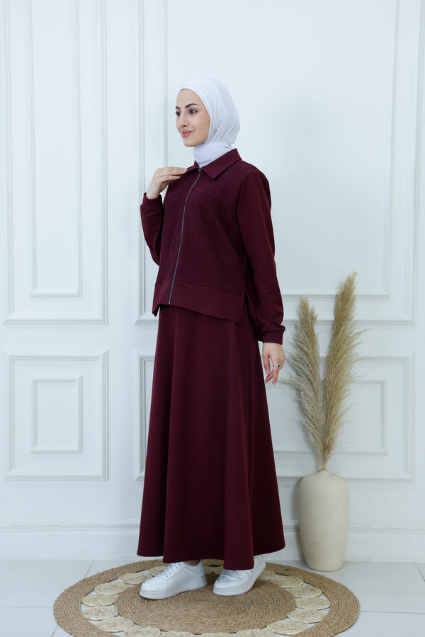 The Two-Tone Texture Skirt Suit