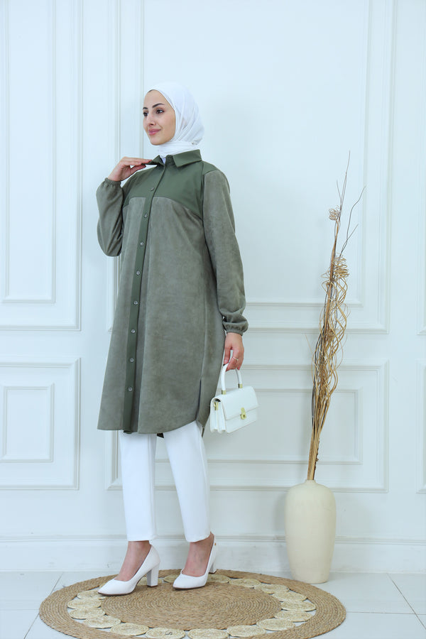 Two-Tone Button-Down Tunic