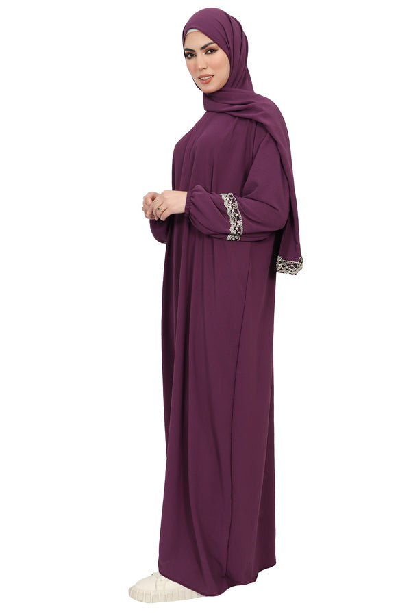 عباية صلاة مطرزة مع الحجاب