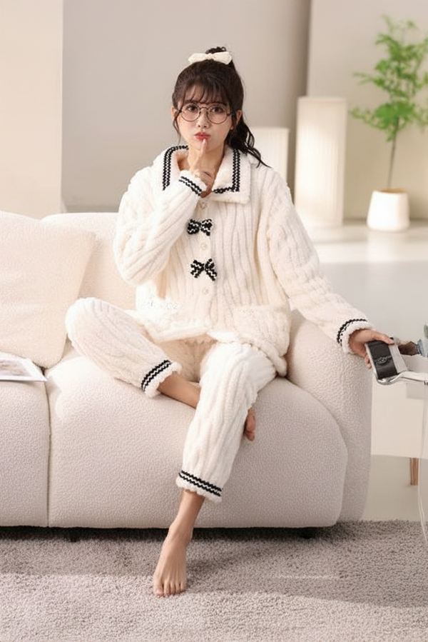 Plush-Fleece Button-Up Pajama
