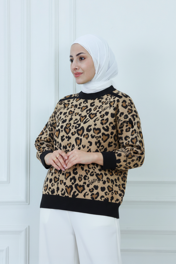 Leopard Print Knitted Blouse
