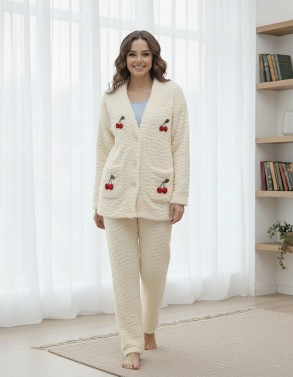 Playful Cherry Fuzzy Pajama