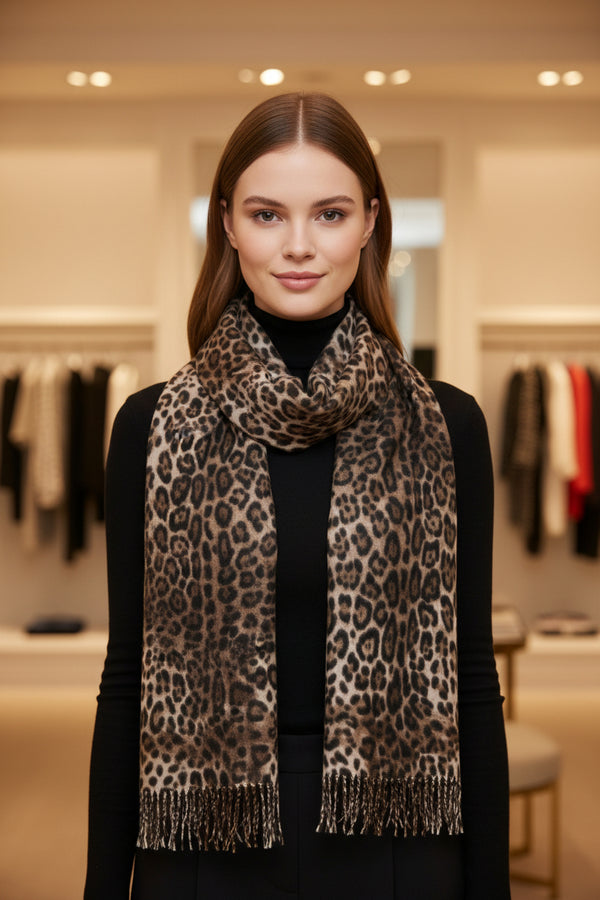 Leopard Luxe Winter Scarf – Soft, Warm & Stylish