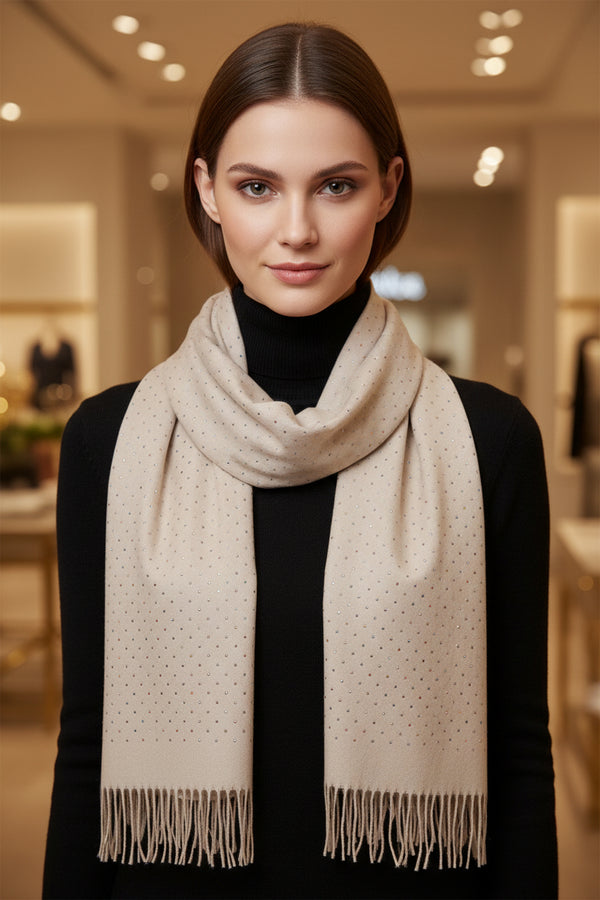 Women’s Premium Rhinestone Strass Scarf – Soft Winter Scarf